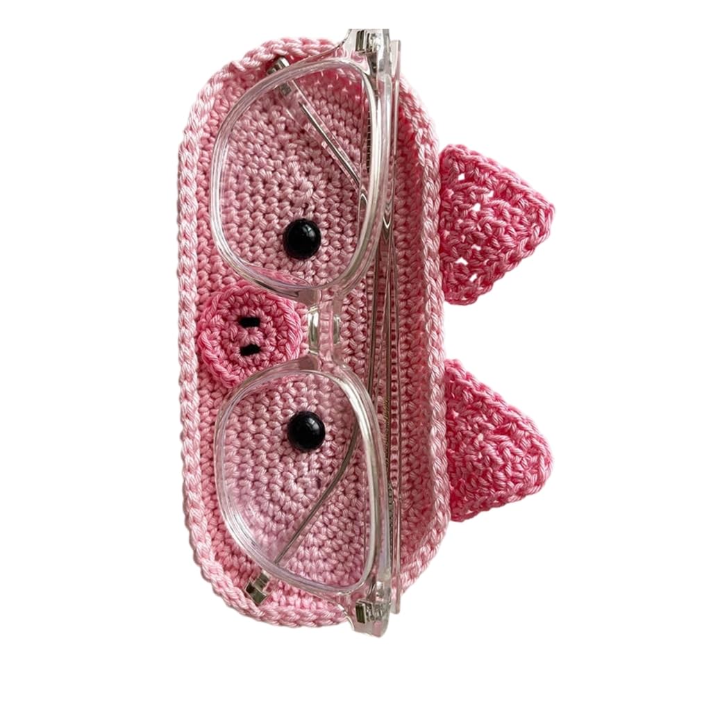 yanwuwa Handmade Crochet Animal Theme Glasses Holder Eyeglass Protective Storage Tray for Home Desk Spectacle Organizers