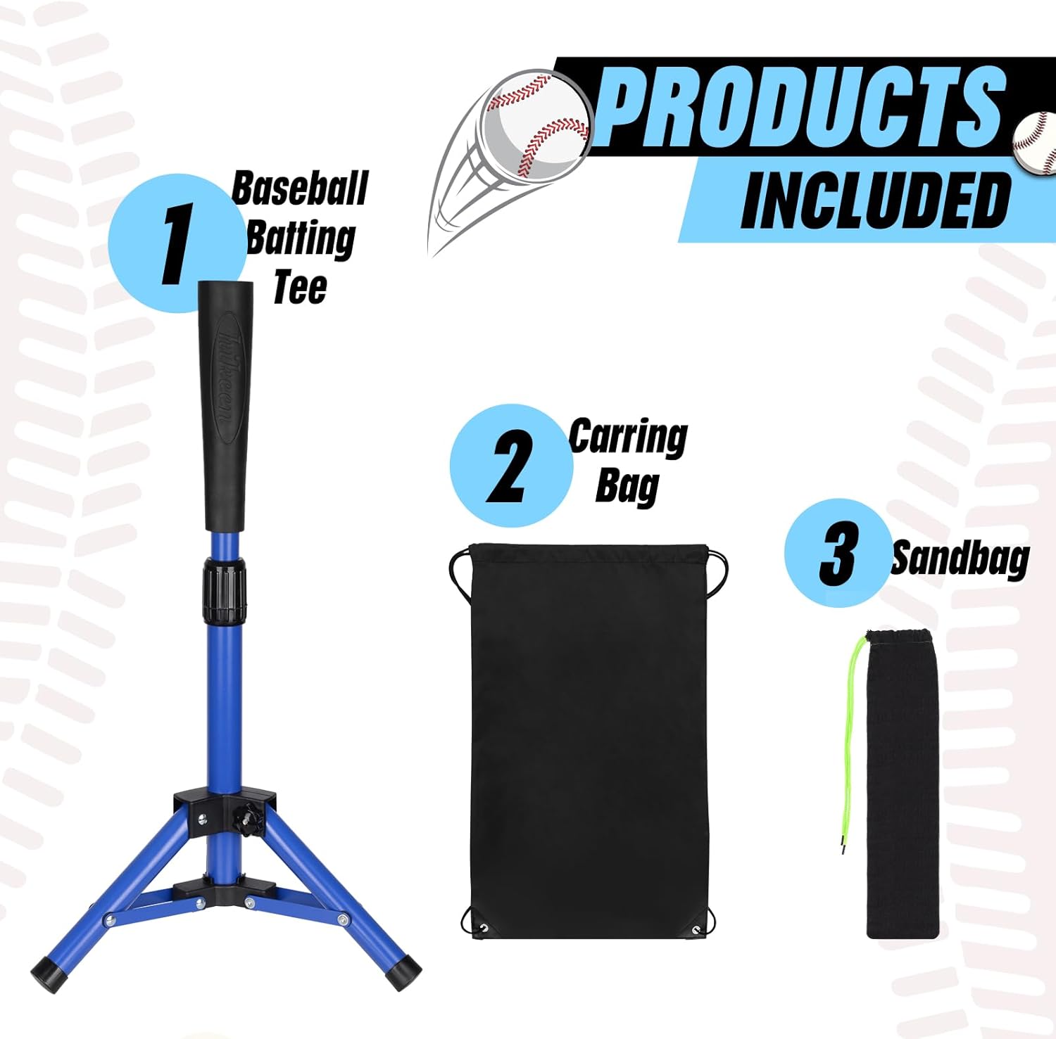 Hikeen Baseball Tee for Kids | Height Adjustable Batting Tee (20.8” to 32.5”) | Portable, Stable Baseball Tees for Hitting with Carry Bag | Perfect Softball & Baseball Training Tee for Children