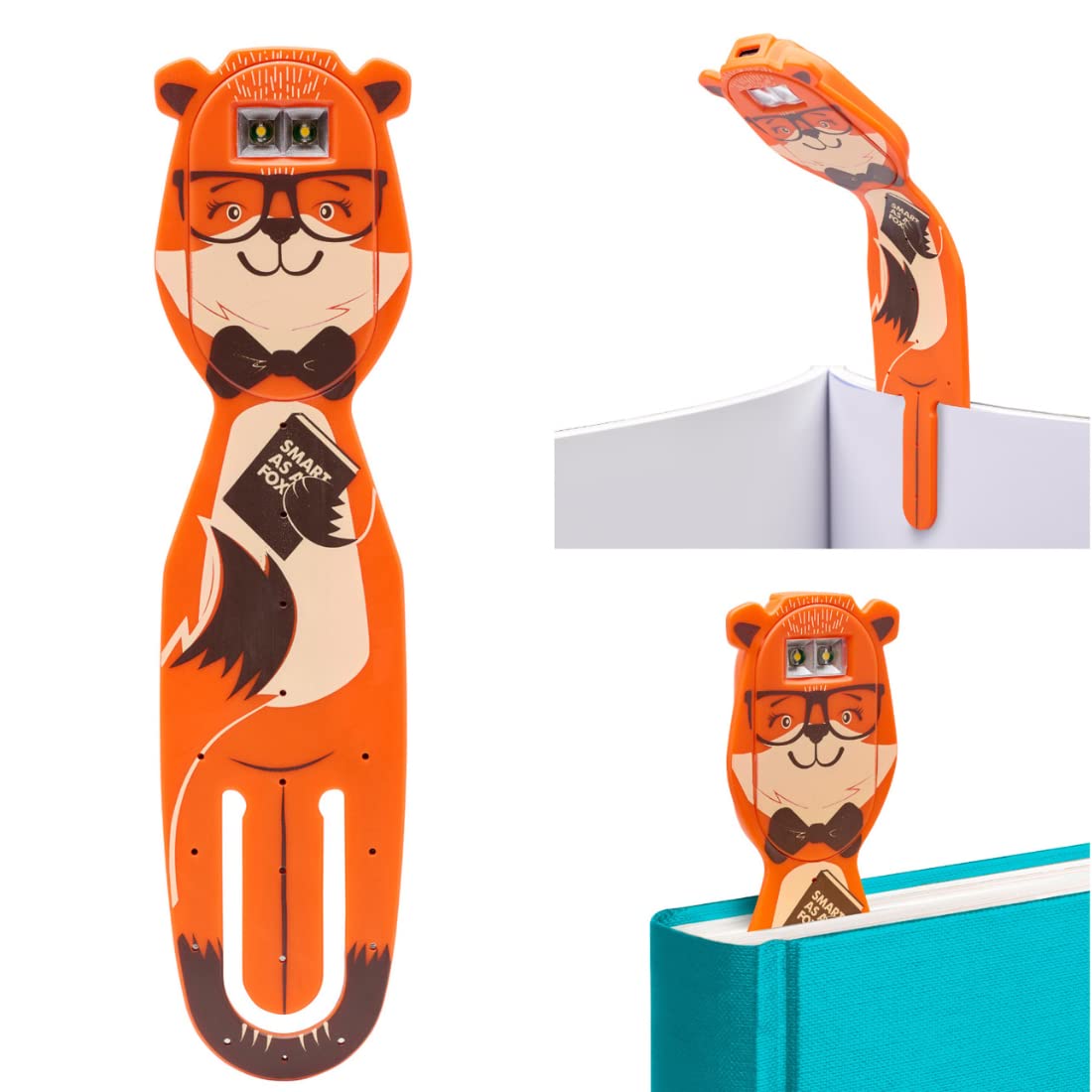Flexilight Pal Reading Light | 2 in 1 Bookmark Book Light | LED Clip On Reading Lamp | Children and Adult Book Torch | Book Accessories | Gift for Readers, Book Lovers (Rechargeable, Fox)