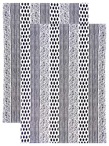 Lashuma Kitchen Towel Set of 2 Tea Towels Black / White Geometric Motif 48 x 68 cm, Geschirrtücher