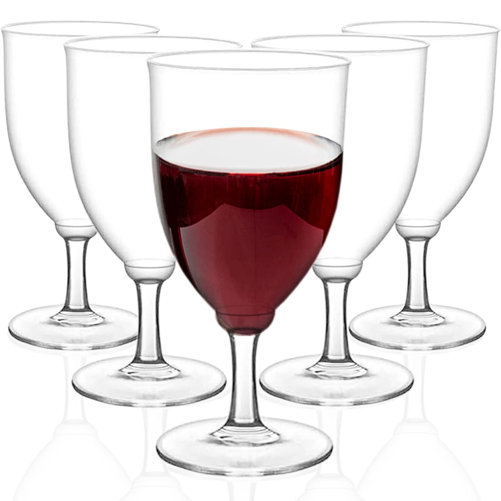 HyHousing 7 Oz Clear Plastic Wine Glasses 12 Pack, Hard Disposable Plastic Drink Glasses Ideal