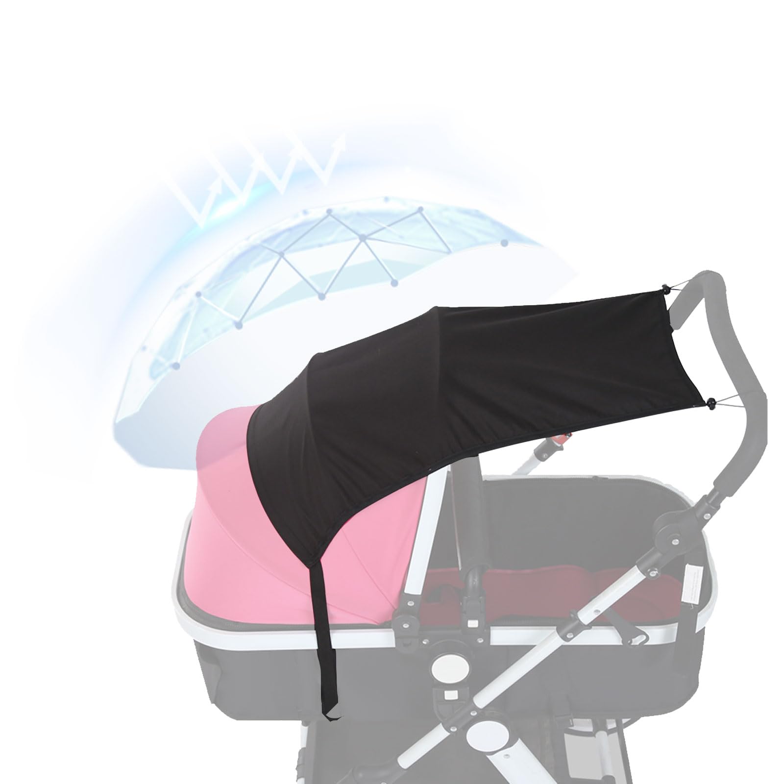 parasole ovetto Protezione UV 50+ parasole passeggino universale con custodia Regolabile ombrello per passeggino universale, Protezione solare efficace, leggermente impermeabile, Nero