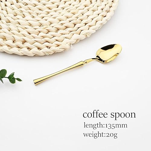 Miniatura 2 de Cucharas de café doradas, 4 piezas de 6.89 pulgadas, cucharas de té de acero inoxidable con chapado en oro de titanio, cucharas de servicio pulidas