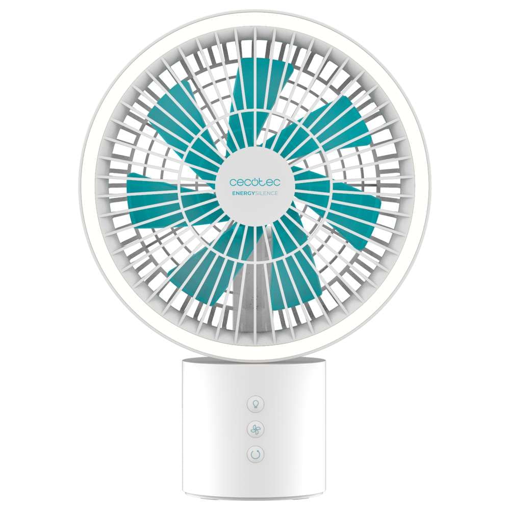 Cecotec Ventilador de Sobremesa a Batería EnergySilence 8000 Portable Light Desk, 8000mAh, Gran Autonomía, 8 Pulgadas, Aro LED, Oscilación 360º, Inclinación ajustable, 4 Velocidades