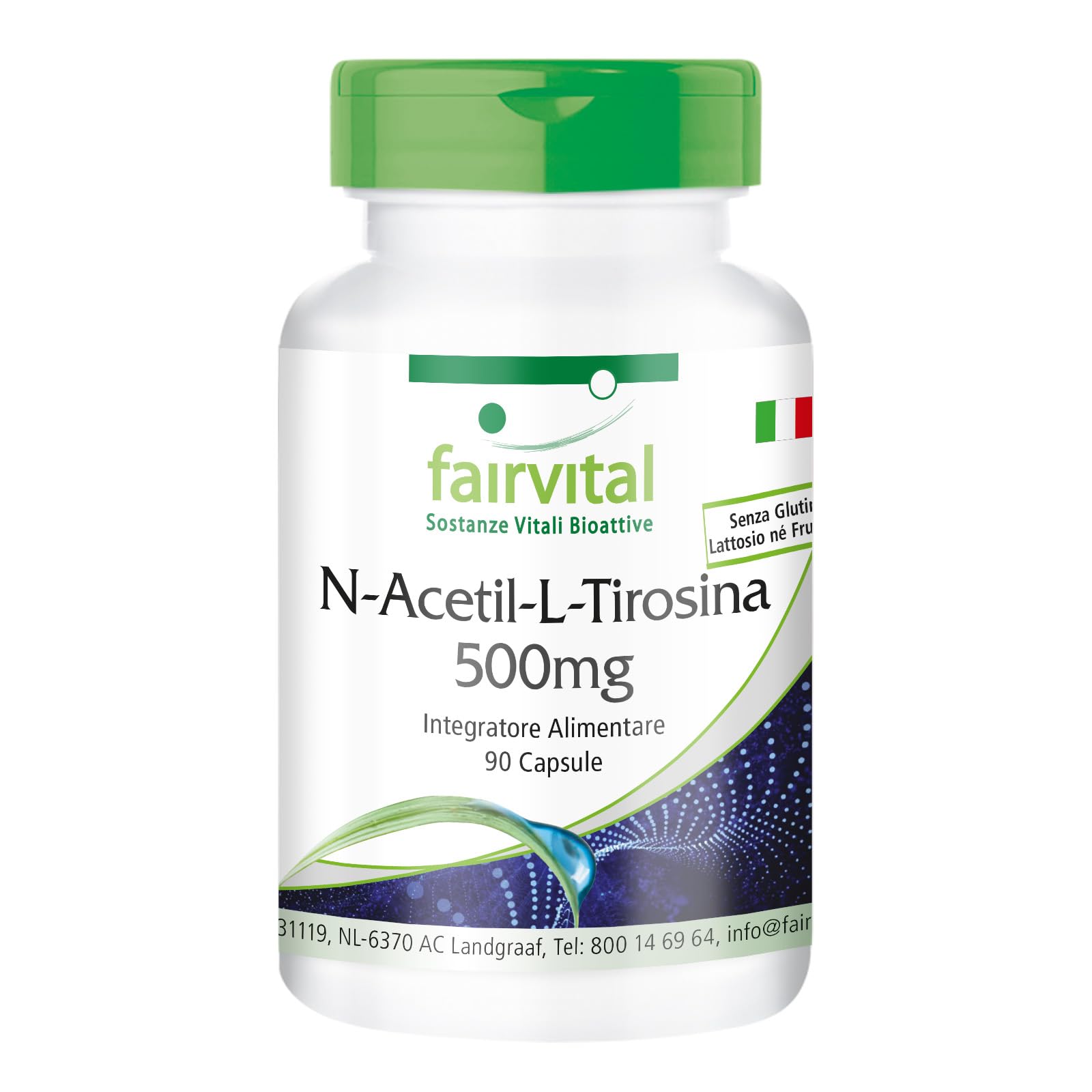 fairvital N-acetil-L-tirosina, 90 capsule NALT per 3 mesi, ad alto dosaggio, forma avanzata di L-tirosina
