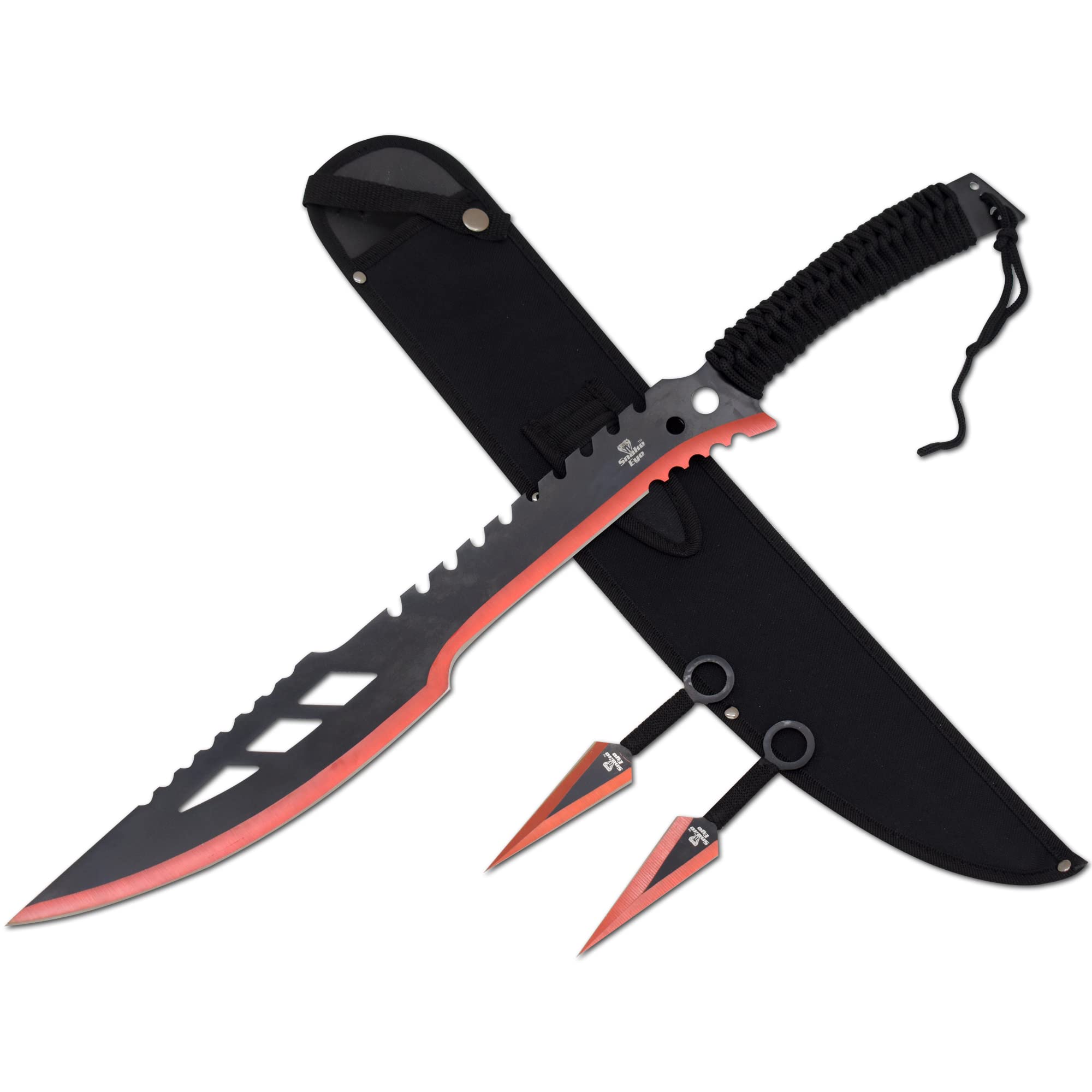 Snake Eye Tactical Ninja Fantasy Sword and Kunai Throwing-Knife Set Includes Nylon Sheath