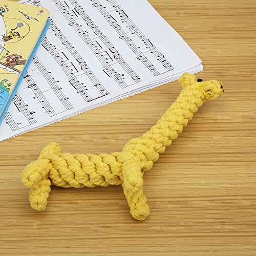 Vivifying Kauspielzeug für Welpen, aus Langlebiger Geflochtener Baumwolle Hundespielzeug Giraffe für Kleine Hunde Zahnreinigung (Gelb)