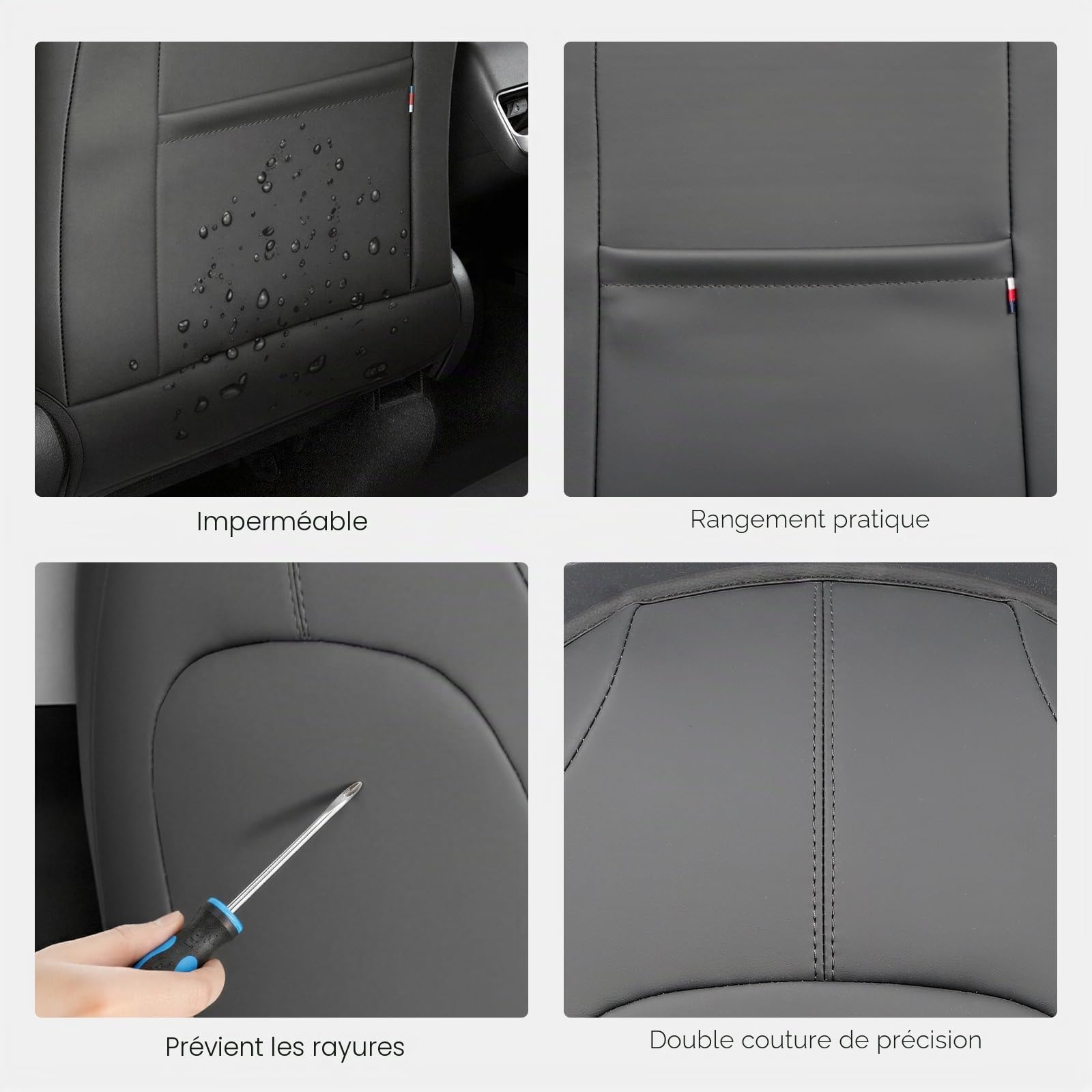 Viaviat Protège-repose-pieds pour siège Conçu pour accessoires Tesla Model Y/3/X/S (Inclus Modèle Y 2025 & Modèle 3 Highland 2024-2025) - Housse de siège arrière imperméable et anti-rayures, Lot de 2