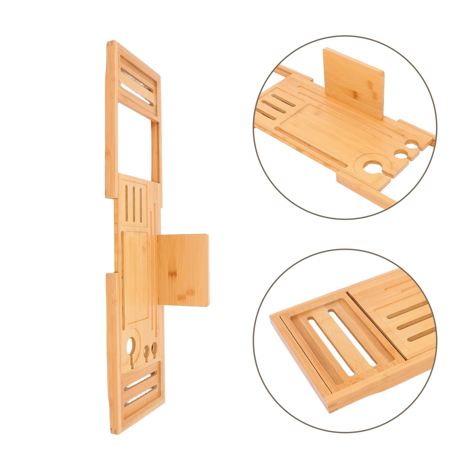 Vassoio espandibile in bambù per vasca da bagno, antiscivolo, 1 ripiano accessorio per spa per bagno e casa, perfetto per relax e tempo libero