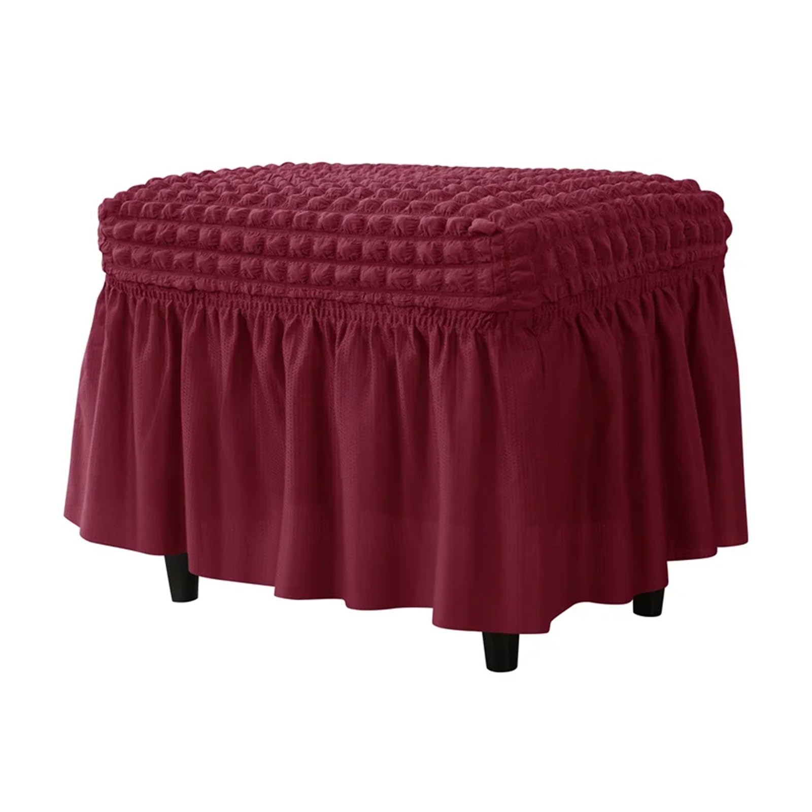 GCYEIDMA Wing Chair Slipcover Seersucker Wing Chair Cover Solid Color Armchair Slipcover Stretch Wingback Sofa Covers with Cushion Home Decor(B5 Footstool cover)