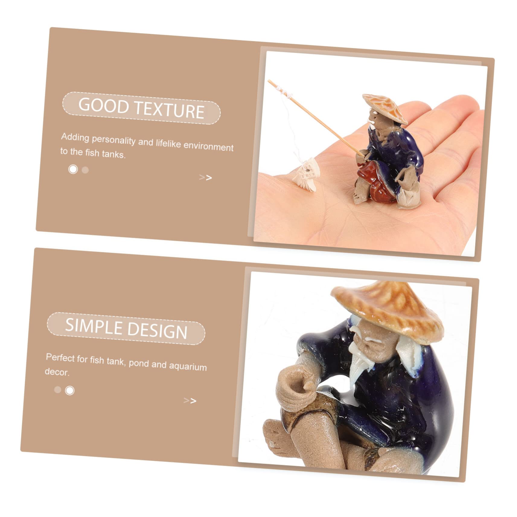 Artibetter Fischer-Statue Set (3 Stück) – Mini-Keramikfiguren Für Heimdekoration, Angler-Deko, Töpferfigur