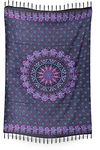 Serviette de plage sarong Mandala grand format pour le bain et la piscine