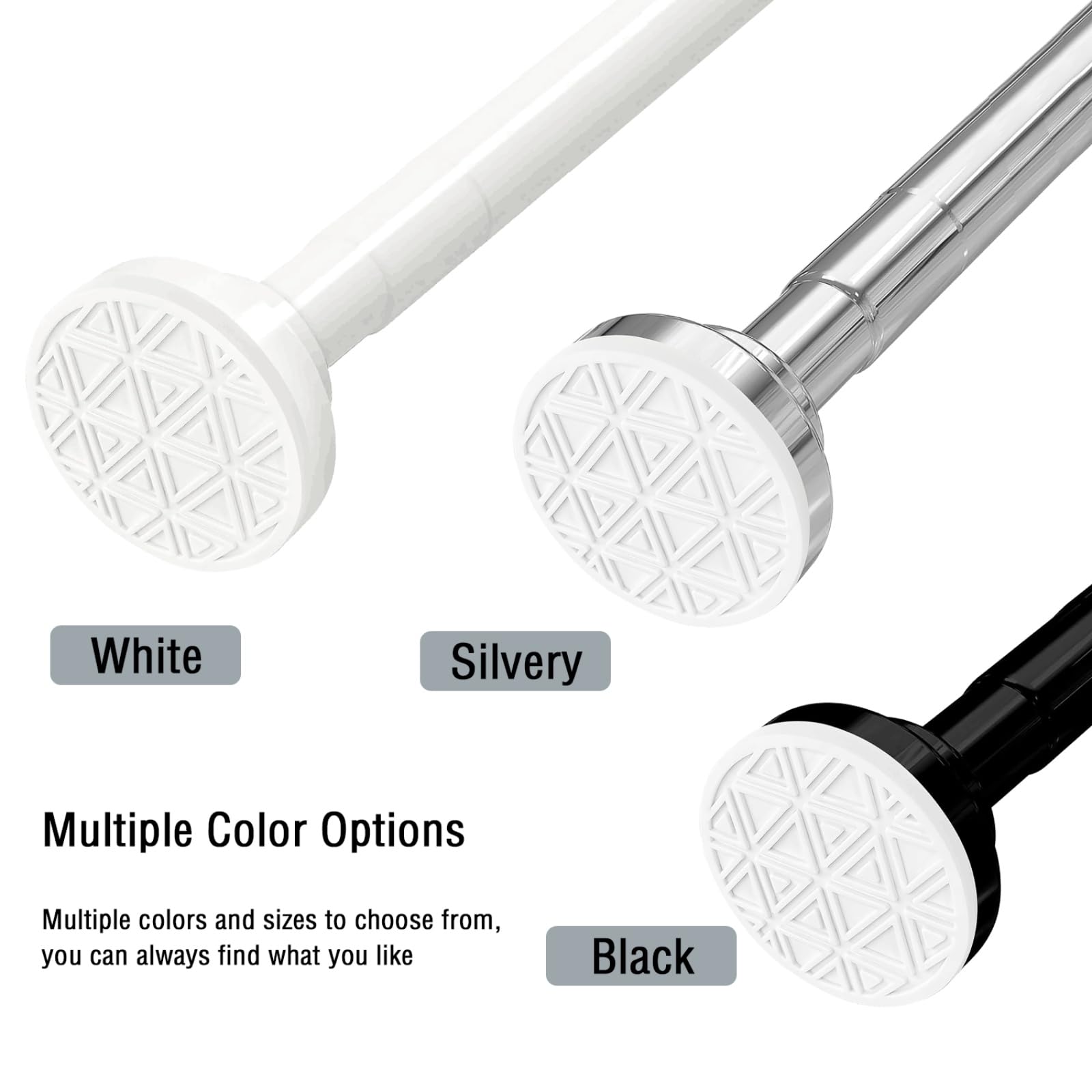 wintfarm Extendable Shower Curtain Poles 48-133 cm,No Drill Tension Rod Adjustable Shower Curtain Rail,Non-Slip,Never Rust,304 Stainless Steel,for Bathroom,Kitchen,Garderobe(Black - Image 2