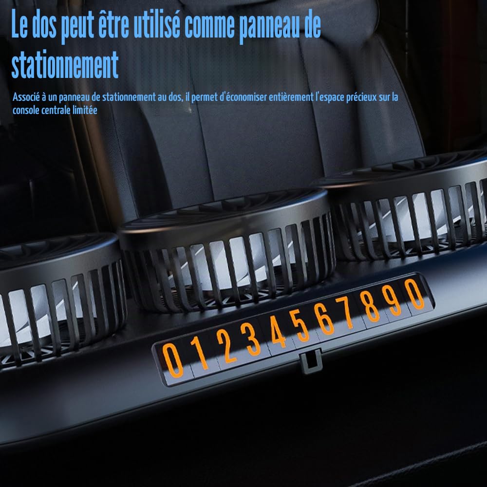 Ventilateur de voiture 12 V, ventilateur de voiture avec 3 vitesses, ventilateur de voiture portable rotatif à 360 °, ventilateur de voiture 12 V, ventilateur à trois têtes pour voitures, vans