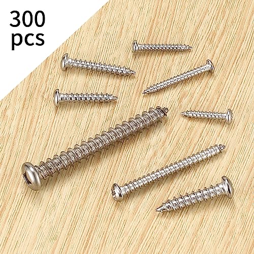 300 Pcs Wood Screws Assortment Set, Self Tapping Screws for Wood M3 M4 M5 Cross Drive Round Head Screws - Image 3
