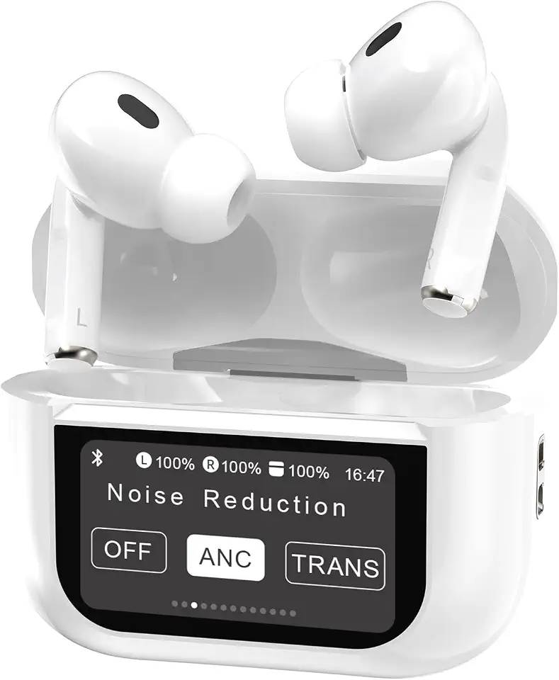 Fone de Ouvido Bluetooth com Tela LED, Chamada ENC, 24h de Bateria, Baixa Latência para Jogos, Som Hi-Fi 360°, Localização Antiperda - Case Digital