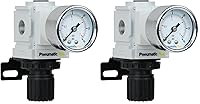 Vista 9 de PneumaticPlus Regulador de presión de aire comprimido serie PPR - Manómetro integrado y soporte incluidos (1/2" NPT)