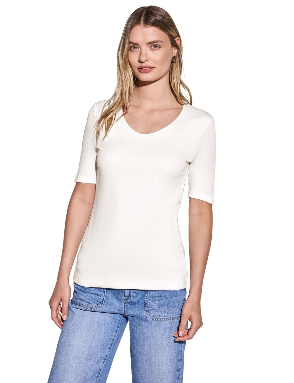 Street One Women's Palmira T-Shirt, Ivory, Off White 10108, 14