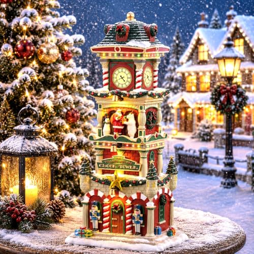 Torre del Reloj LEMAX Edificio Alto para Evitar Villas Navideñas Planas 3