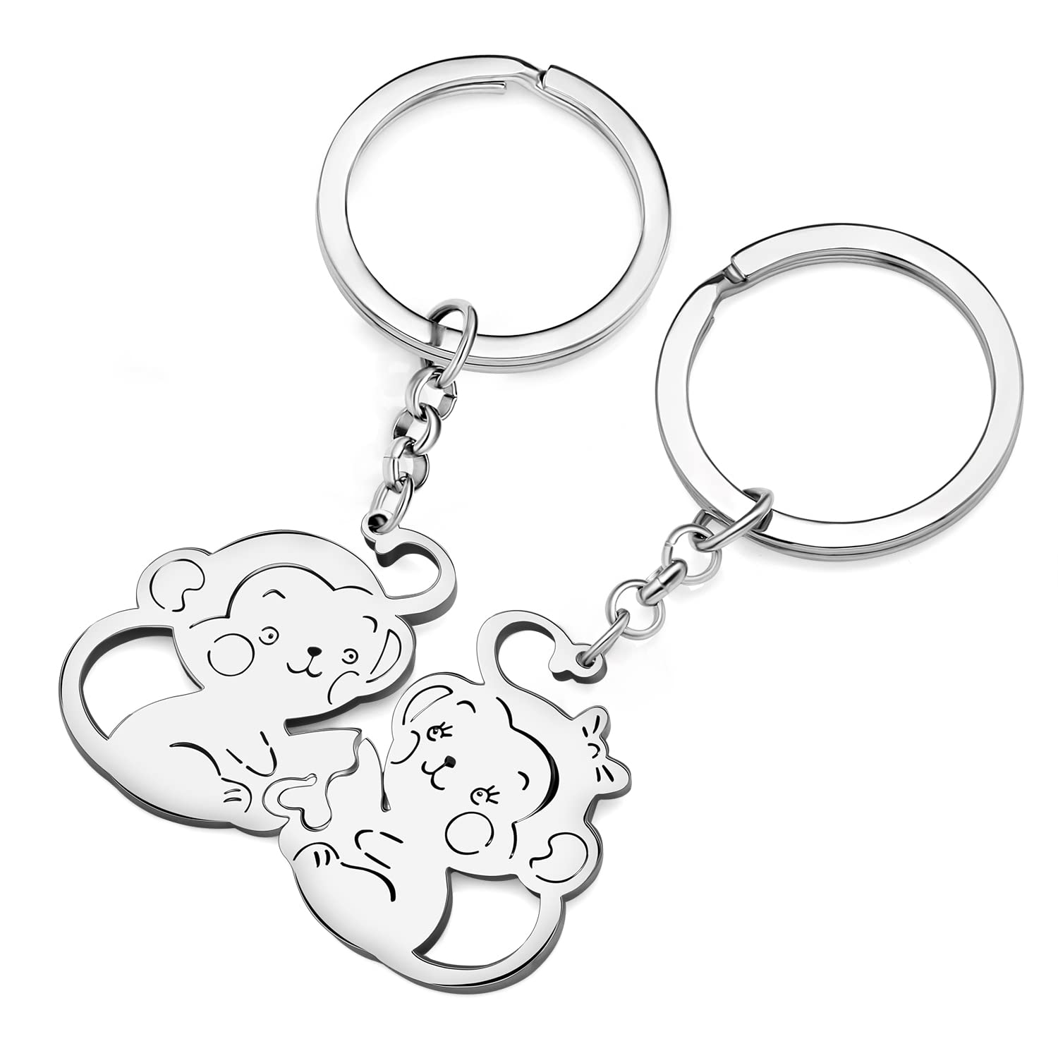 Funny African Gorilla Keychain Stainless Steel Monkey Key Chain Gorillas Gifts for Women Girls Wallet Car Key Rings