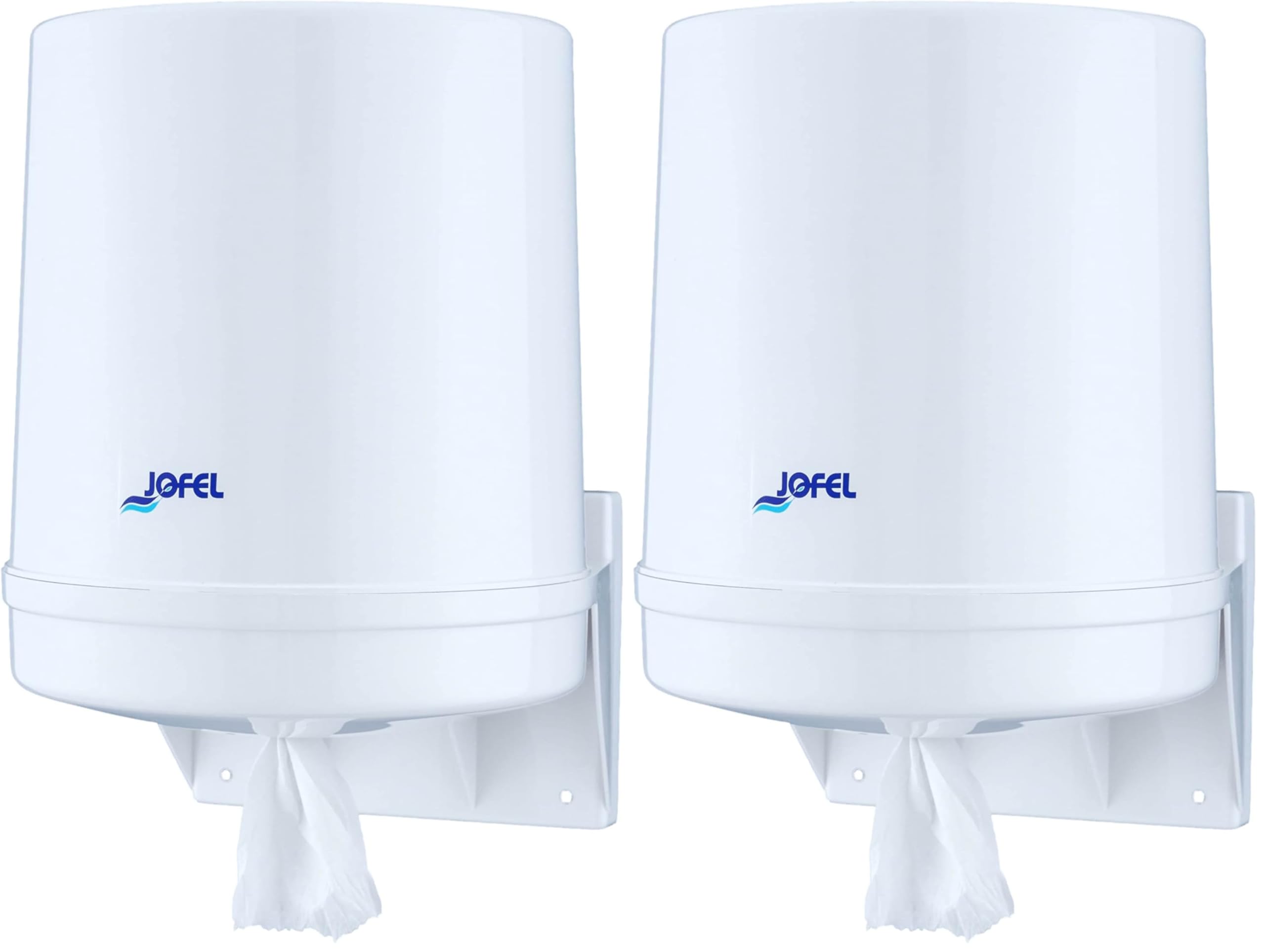 Dispensador de papel mecha Jofel blanco con salida central higiénica