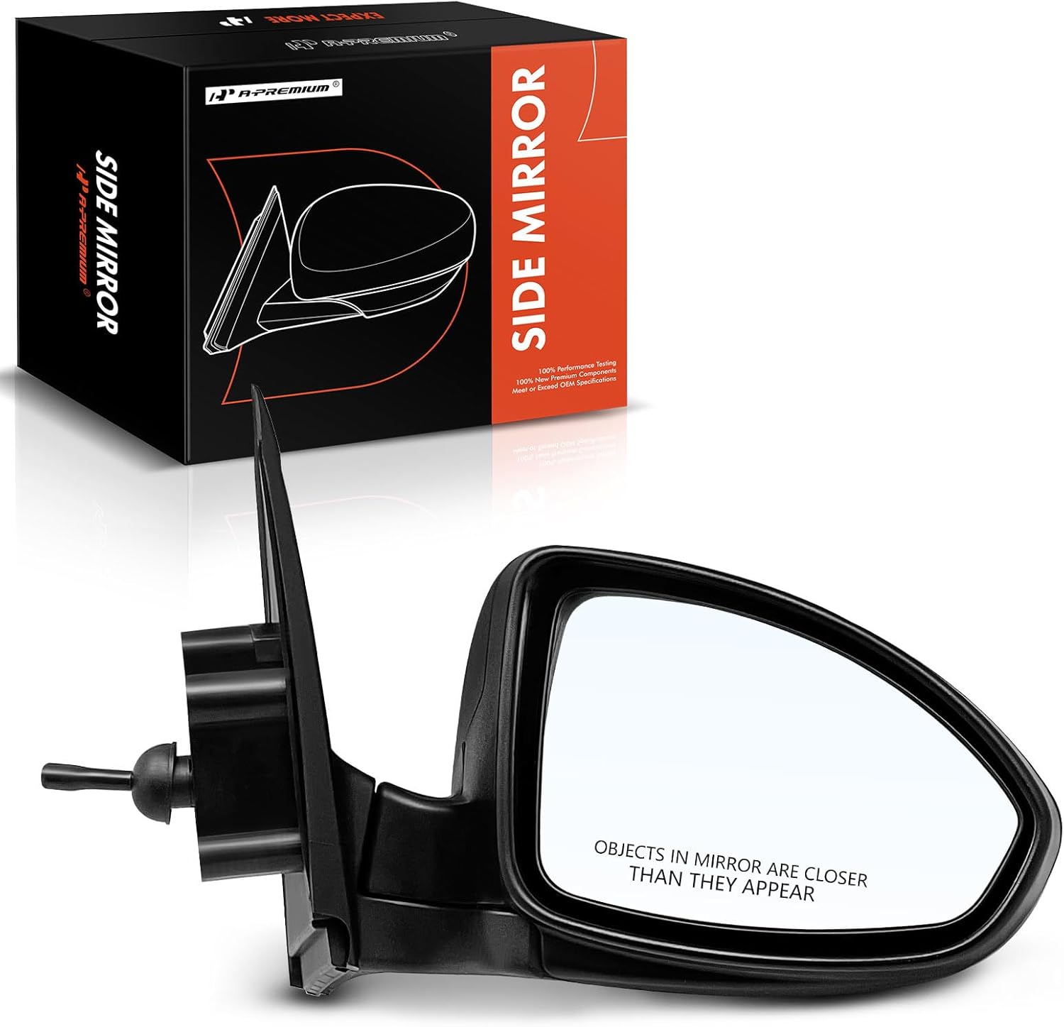 A-Premium Passenger Side Manual Door Mirror - Compatible with Chevrolet Cruze 2011-2015, Cruze Limited 2016 - Non-Heated Manual Folding Black Outside Rear View Mirror - Replace# 95186744