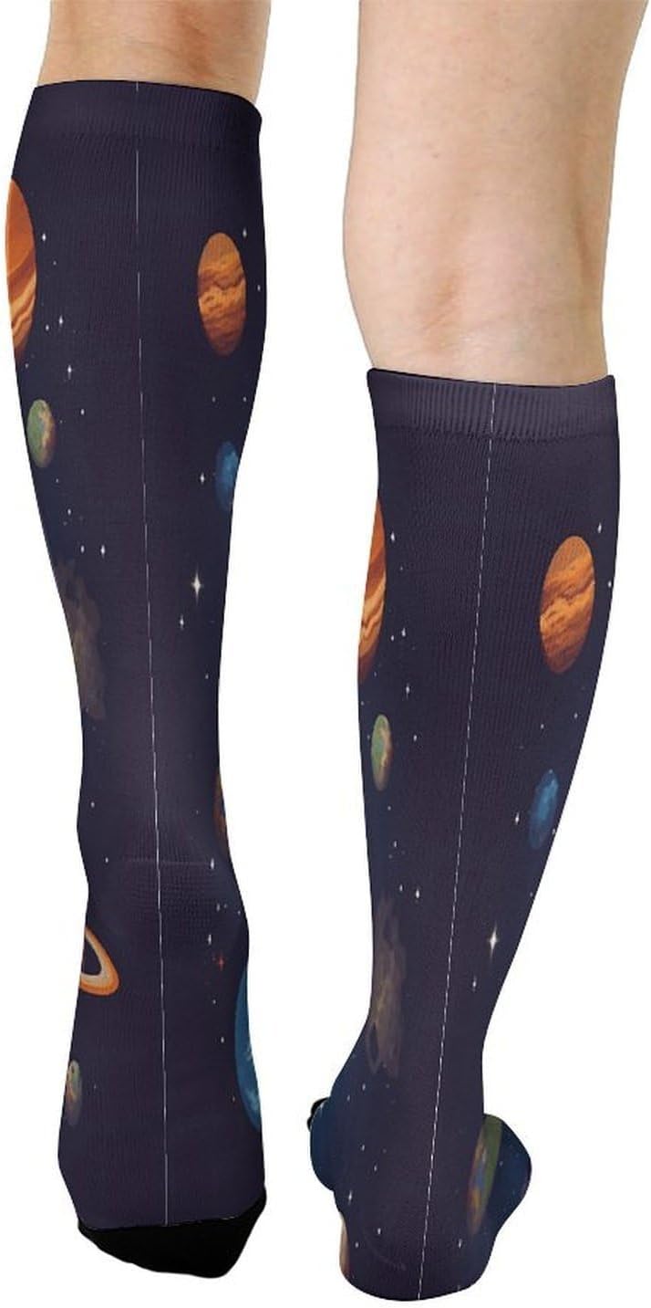 Space Astronaut Socks Casual Athletic Long Sock Lightweight Sport Crew Sock Cozy Work Boot Socks for Hiking Sports Running Workout Gym