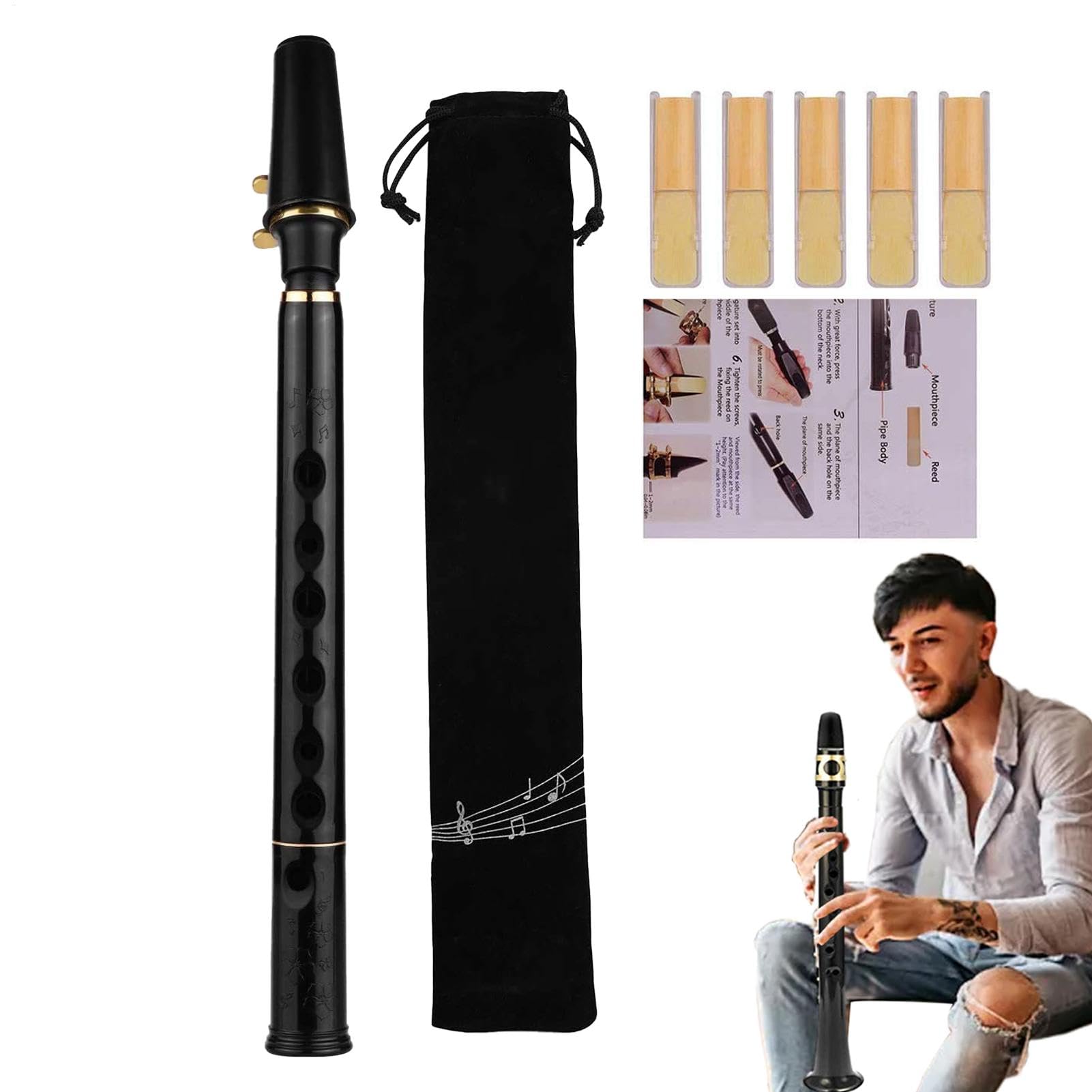 Small Woodwind Sax, Travel Saxofón Tool, Portable Sax Instrument, Compact Wind Instruments, 1,38 x 14,57 pulgadas, ideal para practicar en casa, en etapa o al aire libre