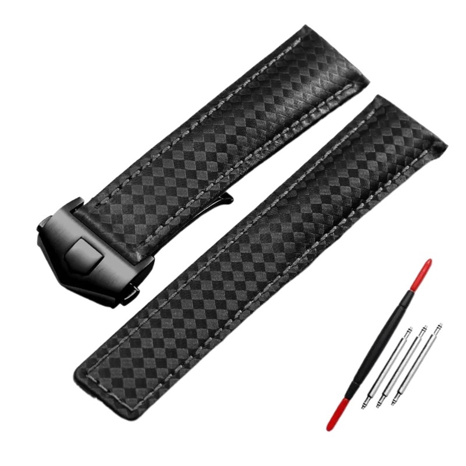 GXFCUK Carbon fiber pattern Genuine Leather Strap 20mm 22m for tag he-uer F1 watchband wristwatches band leather watch bracelet