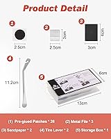 Vista 5 de Zacro Bike Tire Repair Kit, Bike Tube Patch Kit with Stainless Steel Tire Levers, 24 PCS Bike Tube Patches,Metal Rasp, Bike Patch Kit for Mountain