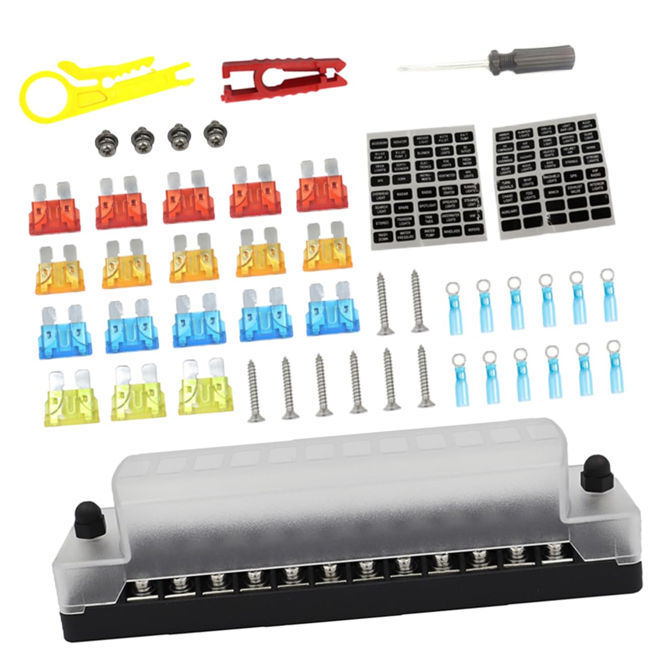 DECHOUS 1 Set Way Auto Fuse Block Holder for Vehicles Circuit Fuse Box Mounting Screws Heat Shrink Connectors Reliable Replacement for Electric Appliances Cars Boats More
