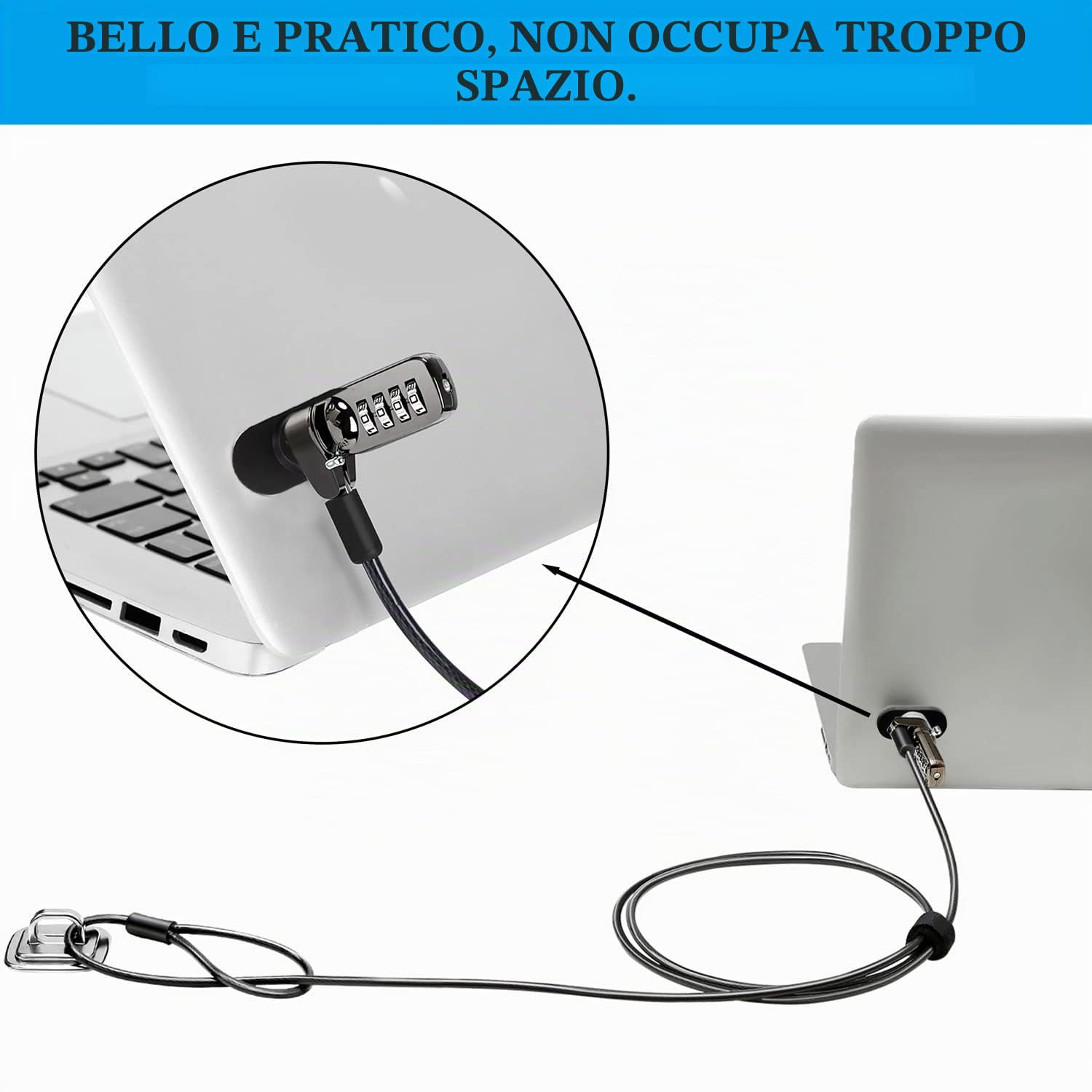 Blocco Di Sicurezza Per Notebook Con Cavo E 2 Chiavi - Anti-furto Per Blocco Di Sicurezza Per Notebook Con Cavo E 2 Chiavi - Anti-furto Per