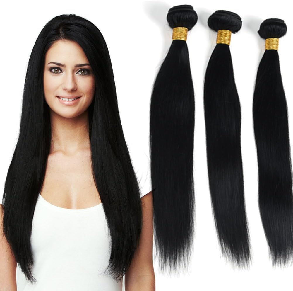 Meili Protea 24 24 24 100% Human Hair Extension Brazilian Remy Straight Hair Weft 3 pieces/300g Colour 1#