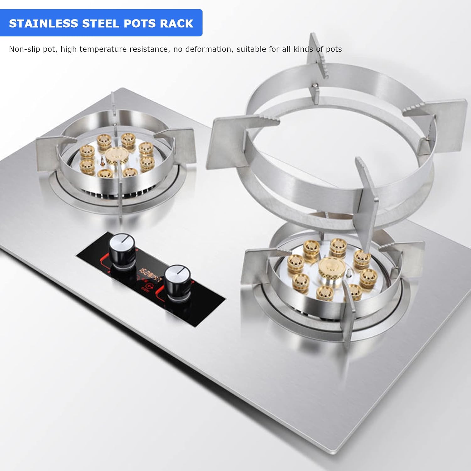 Built-In Dual Burner Gas Stove Top, Stainless Steel 2 Burners Gas Cooktop, Gas Countertop For Home Kitchen(Liquefied Gas) (Natural Gas)