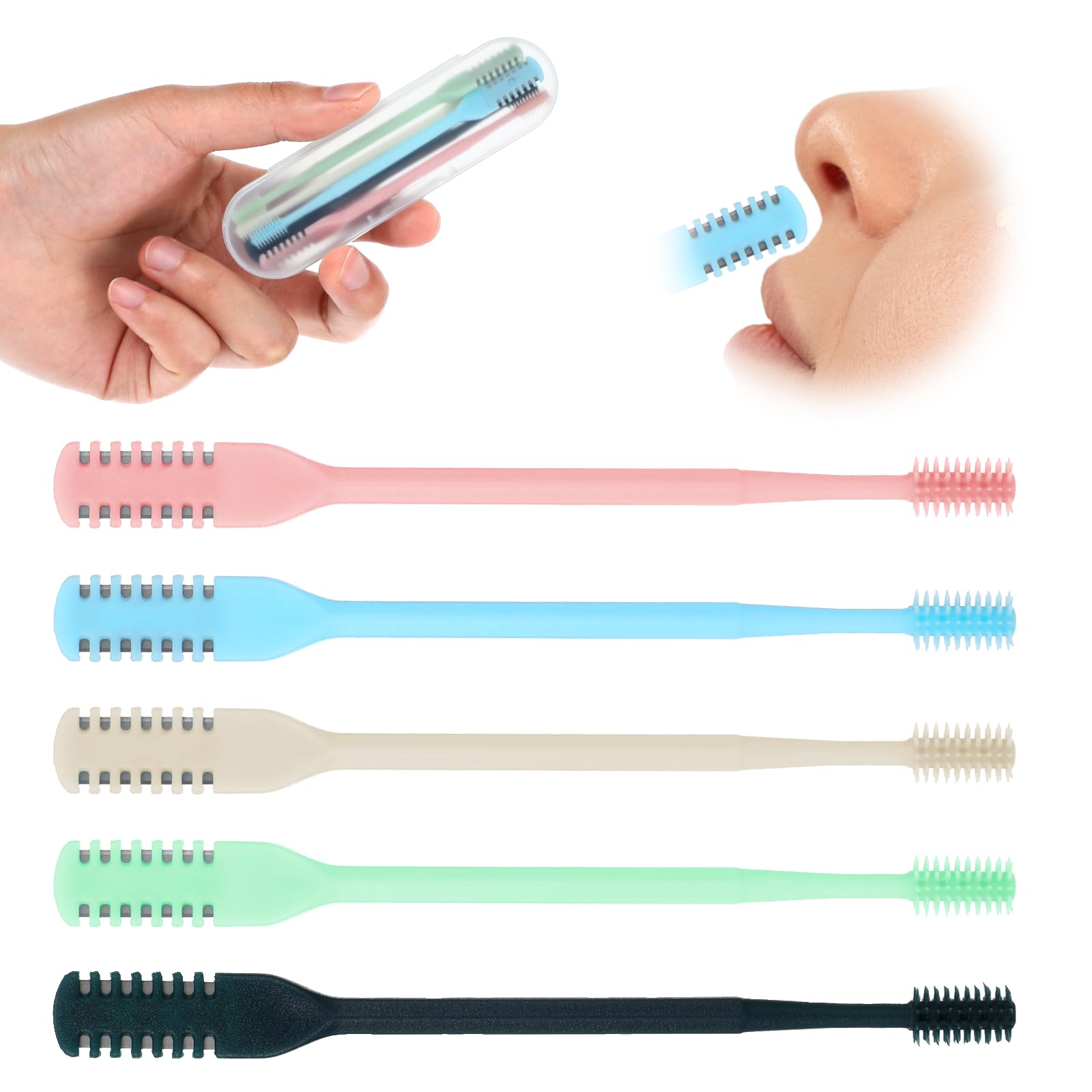 360 Rotating Nasal Hair Trimmer Double Sided Nose Hair Trimmer for Men 2-in-1 Nasal Hairs Cutter with Cases
