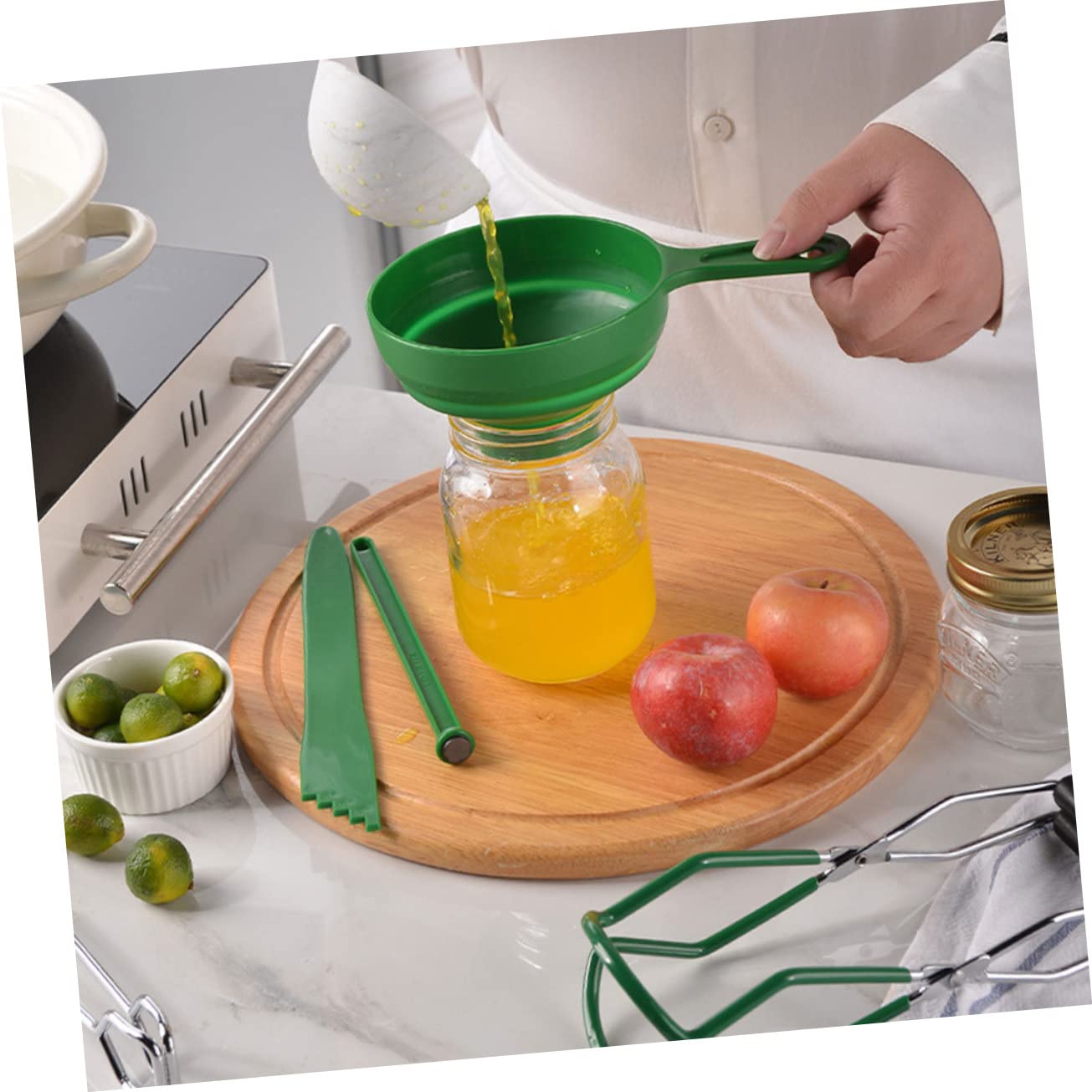 IMIKEYA Set Utensili per Inscatolamento 7 Pezzi Imbuto a Bocca Larga e Sollevatore Barattoli in Materiale Sicuro, Kit Professionale per Conserve e Marmellate, Attrezzatura Cucina