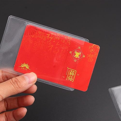 Miniatura 6 de 10 unids transparente ID tarjeta de crédito protector mangas vertical plástico impermeable tarjeta cubierta titular de la tarjeta de visita