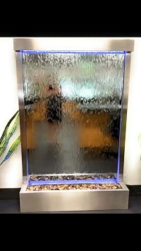 Waterfall XXL 72" Tall x48 Wide Stainless Steel, Mirror Background,Color Lights, Remote Ctrl by Jersey Home Decor