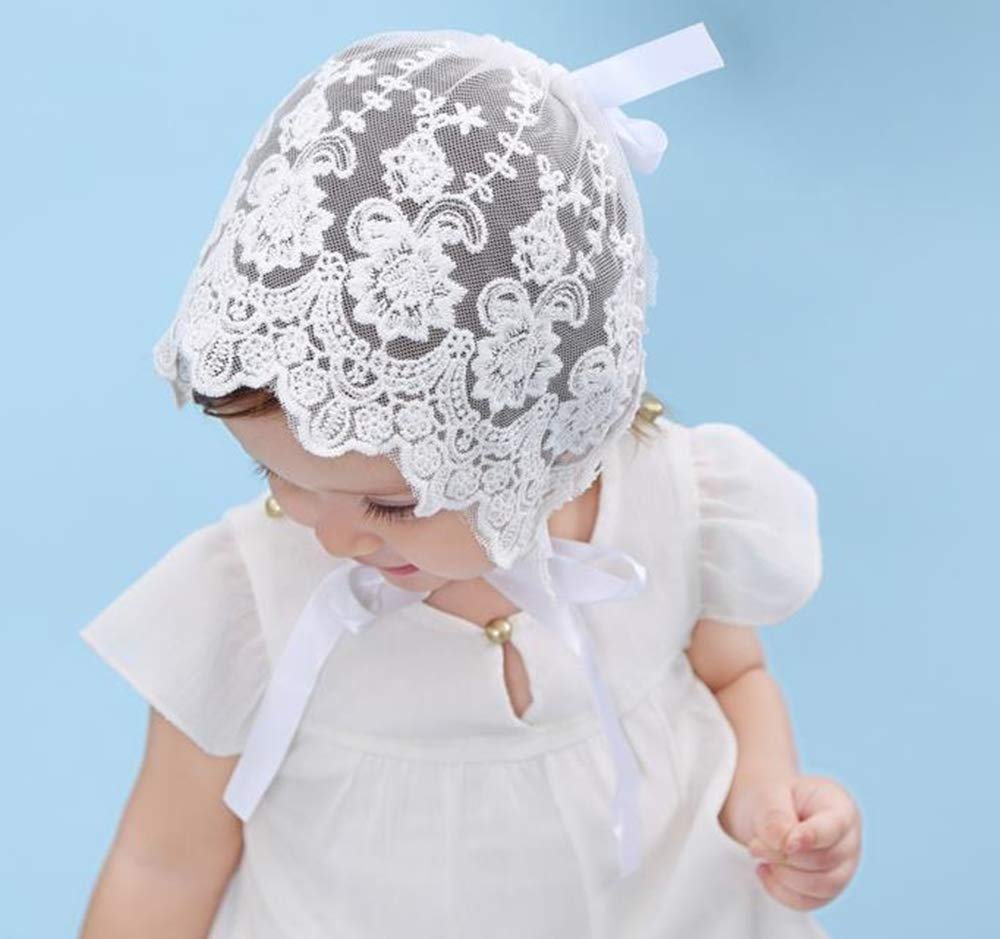 XYX Señoras niños pequeños Breath Lacy Bonnet Eyelet Algodón Ajustable Sombrero de Protección Solar