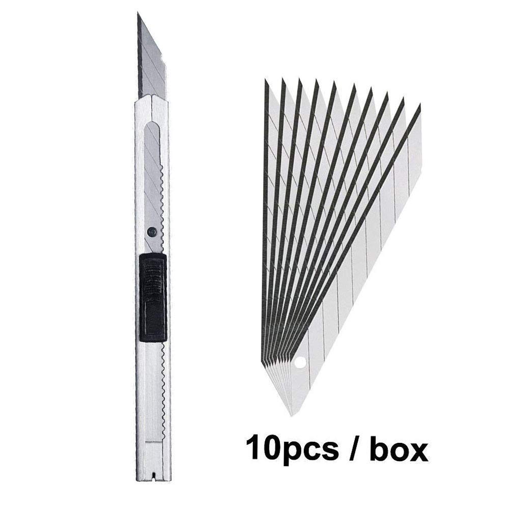 NO-LOGO Wj-Accessories Stainless Steel Art Knives Car Styling Carbon Fiber Vinyl Film Sticker Wrap Safety Snitty Cutter for Stationery Office (Color : Silver)