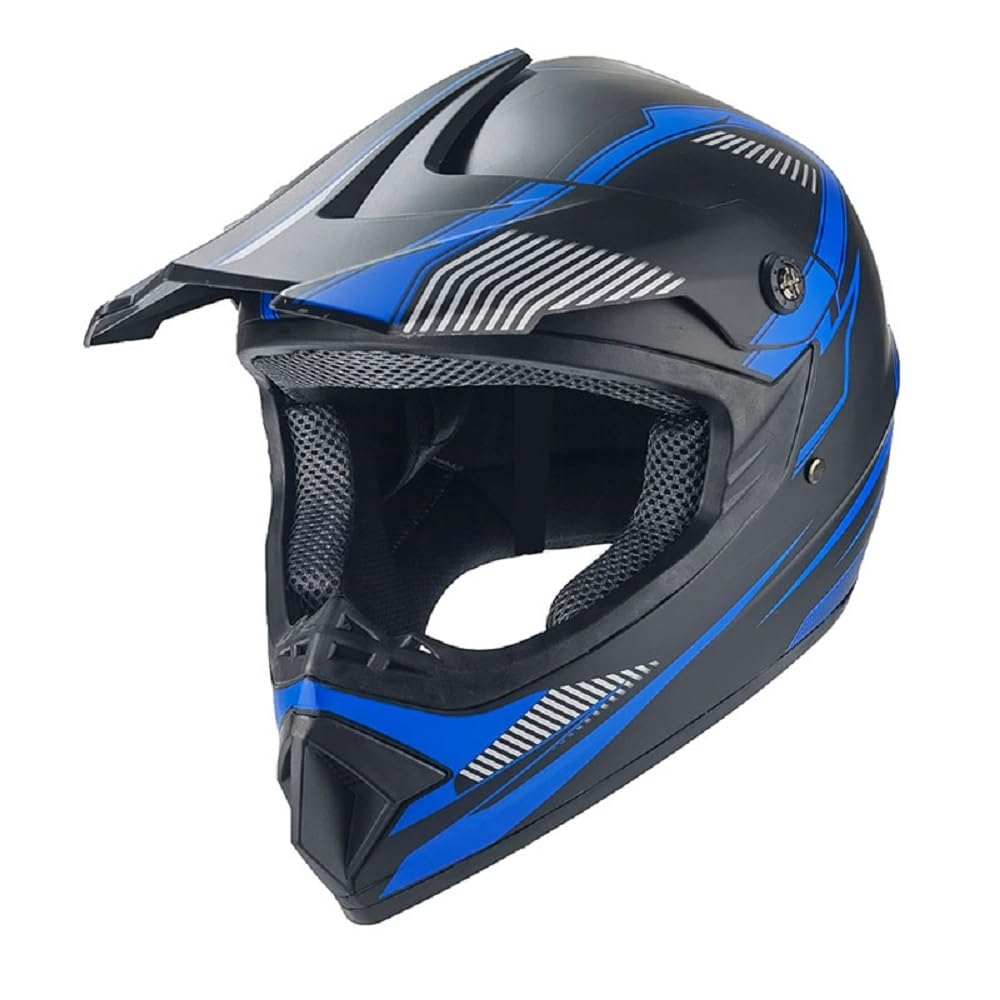 Kinder Crosshelm Shadow of Blue schwarz blau – Motorradhelm für Kinder, ABS-Schale, robuster Kinderhelm für Downhill, Quad und Motocross