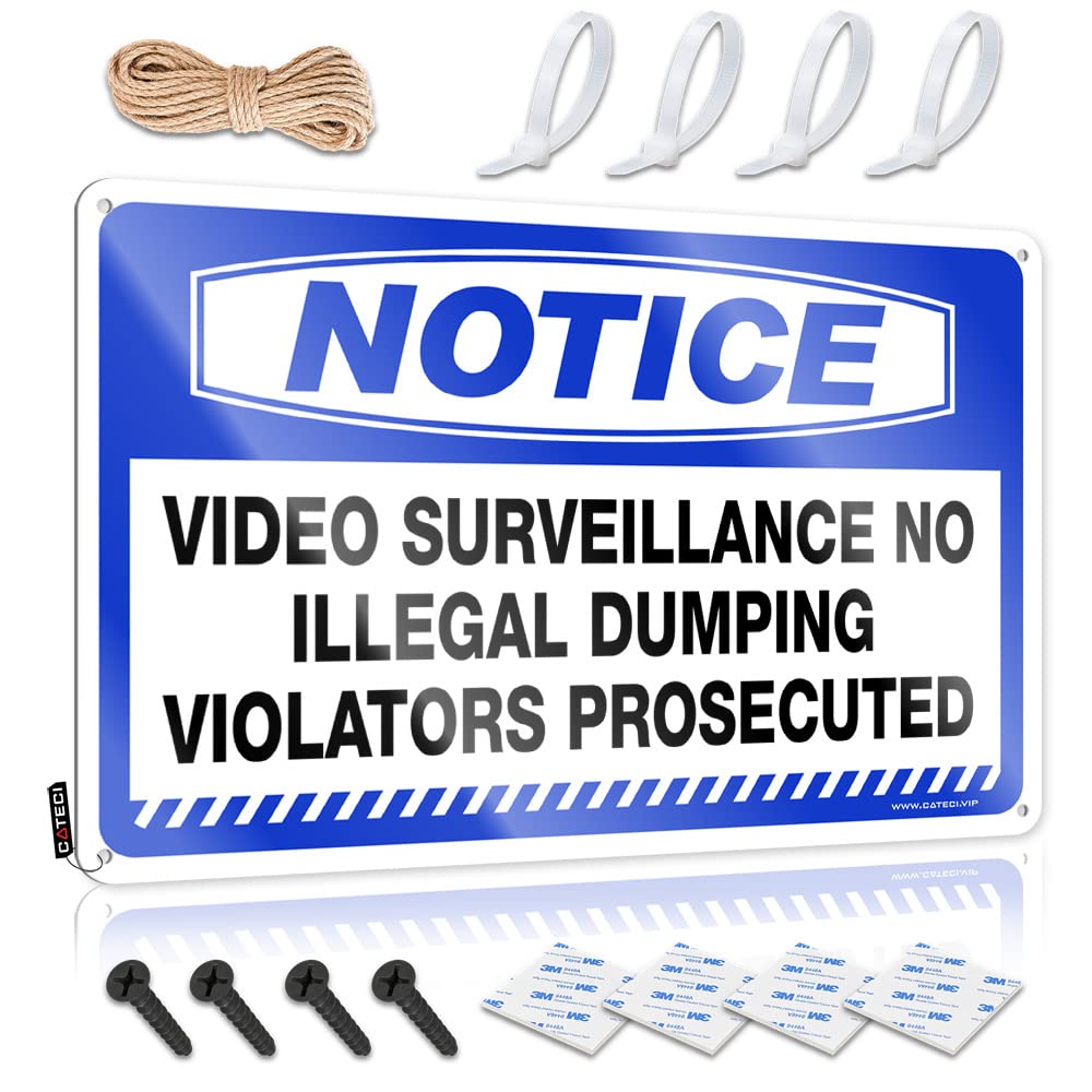 Notice Video Surveillance No Illegal Dumping Violators Prosecuted Affirmation Vintage - Clock Tin Wall Decor Wall Art Decoration(30X40CM)