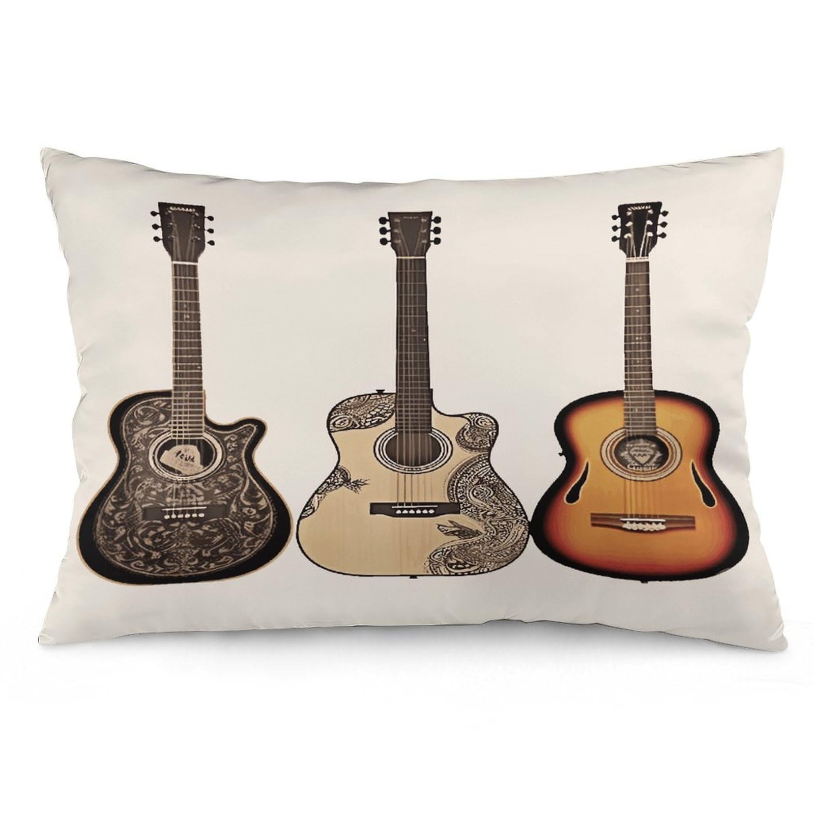 Guitar Throw Pillow Cover Soft Lumbar Pillow Covers with Zipper Breathable Rectangular Cushion Case Polyester Pillow Case Decorative Body Pillow Cover for Couch Bed