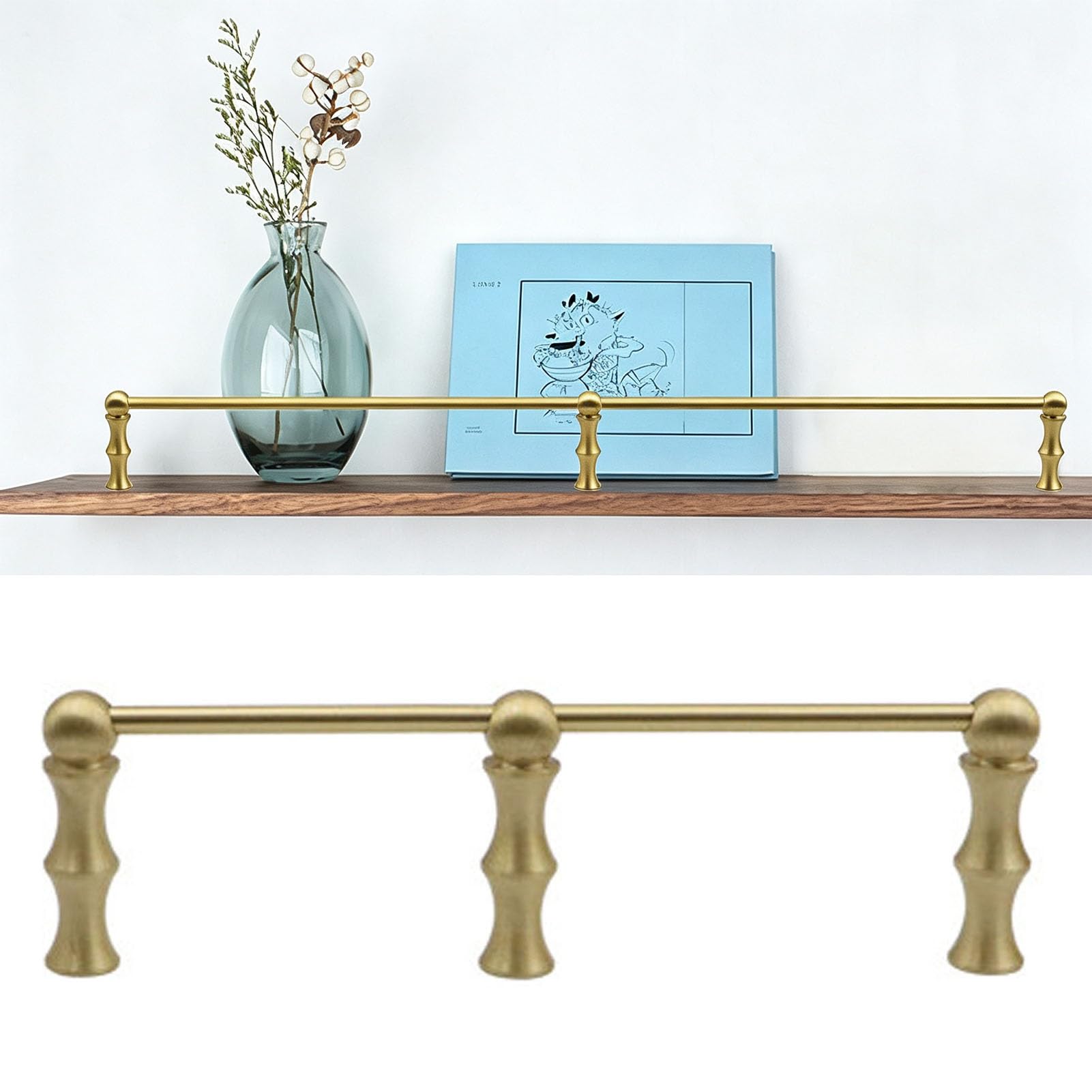 Elegantes goldenes Regalschutzgeländer-Set für Gondelregale im Einzelhandel – Sichert Ihre Produkte, wertet die Warenpräsentation auf, ideal für Geschäfte, Läden und Boutiquen – Einfache Mon