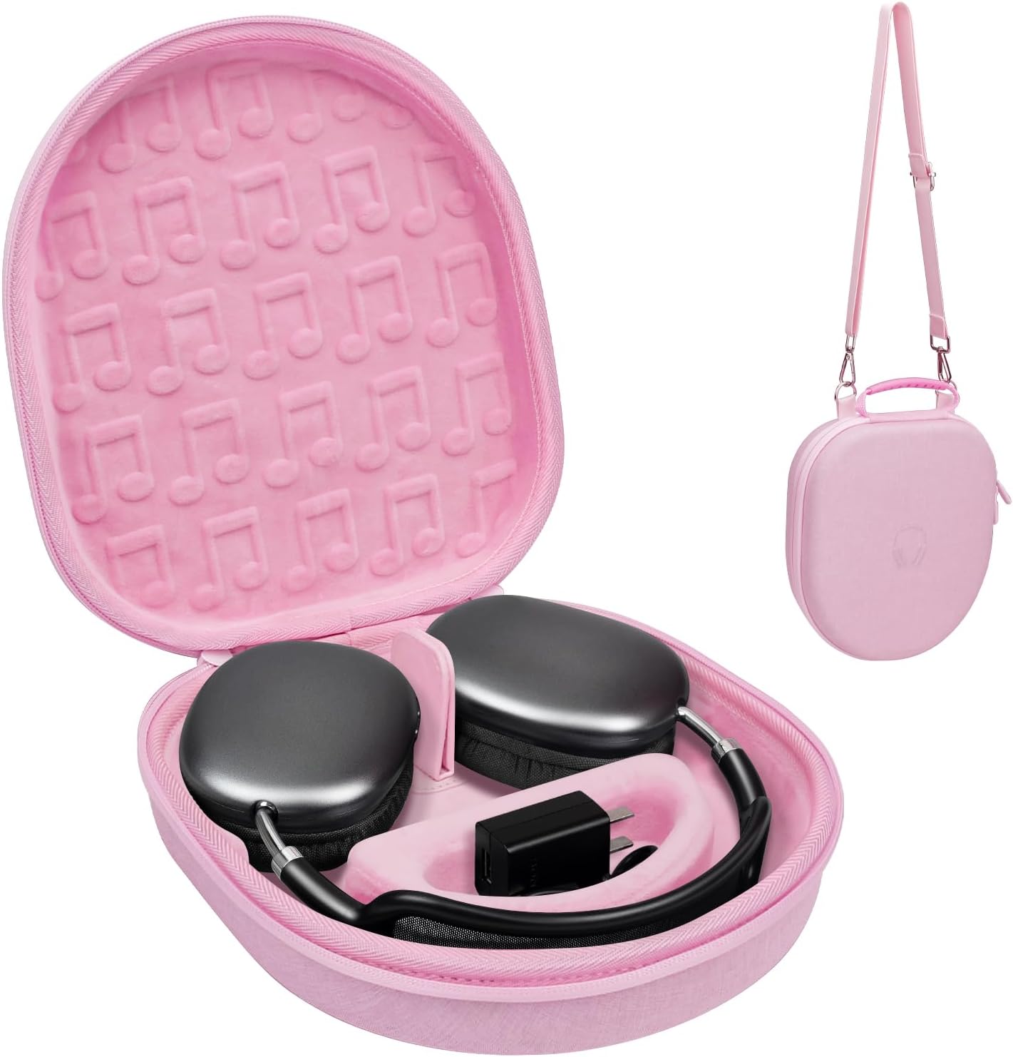 Smart Case for AirPods Max Hard Case, Portable Travel Carrying Headphone Cover Hard Shell Storage Bag, Protective Organizer Box for New Airpod Max with Detachable Shoulder Strap (Pink)