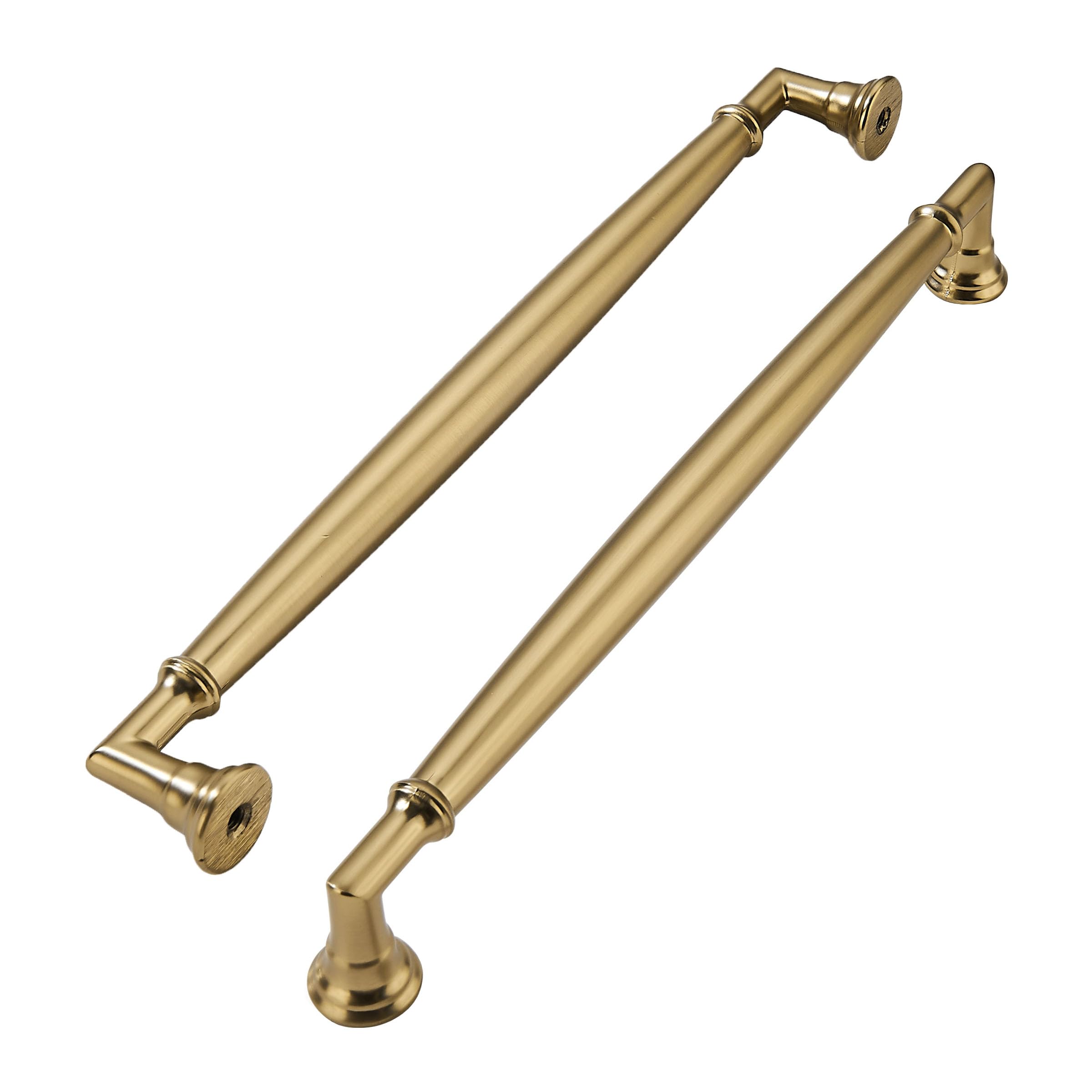 khtumeware 2 Pack 8 Inch(203mm) Brushed Brass Cabinet Pulls Heavy Duty Solid Warm Brass Cabinet Handles Kitchen Brushed Gold Cabinet Hardware for Cupboard Drawer Handles — image 1