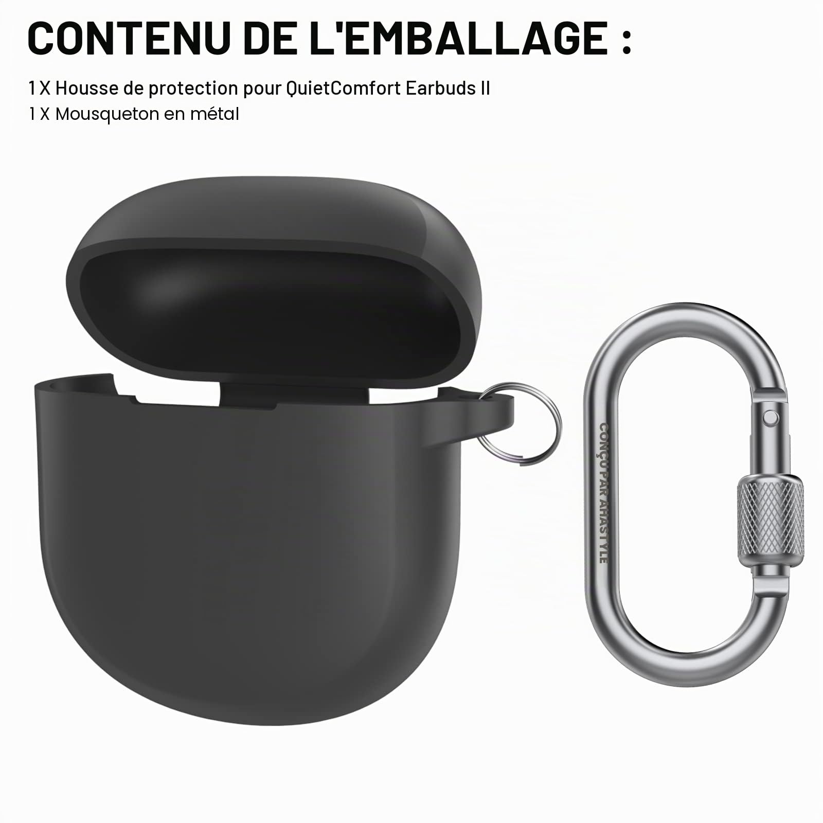 Coque Silicone pour Bose QuietComfort Ultra Earbuds II 2023 - Étui Protection Anti-Rayures Antichoc Noir