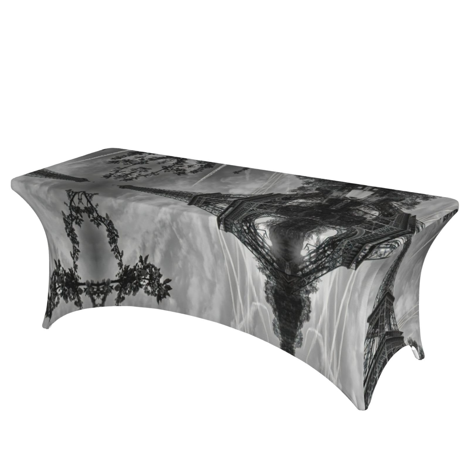 Nappe rectangulaire élasthanne Tour Eiffel 1m80 pour buffet de mariage