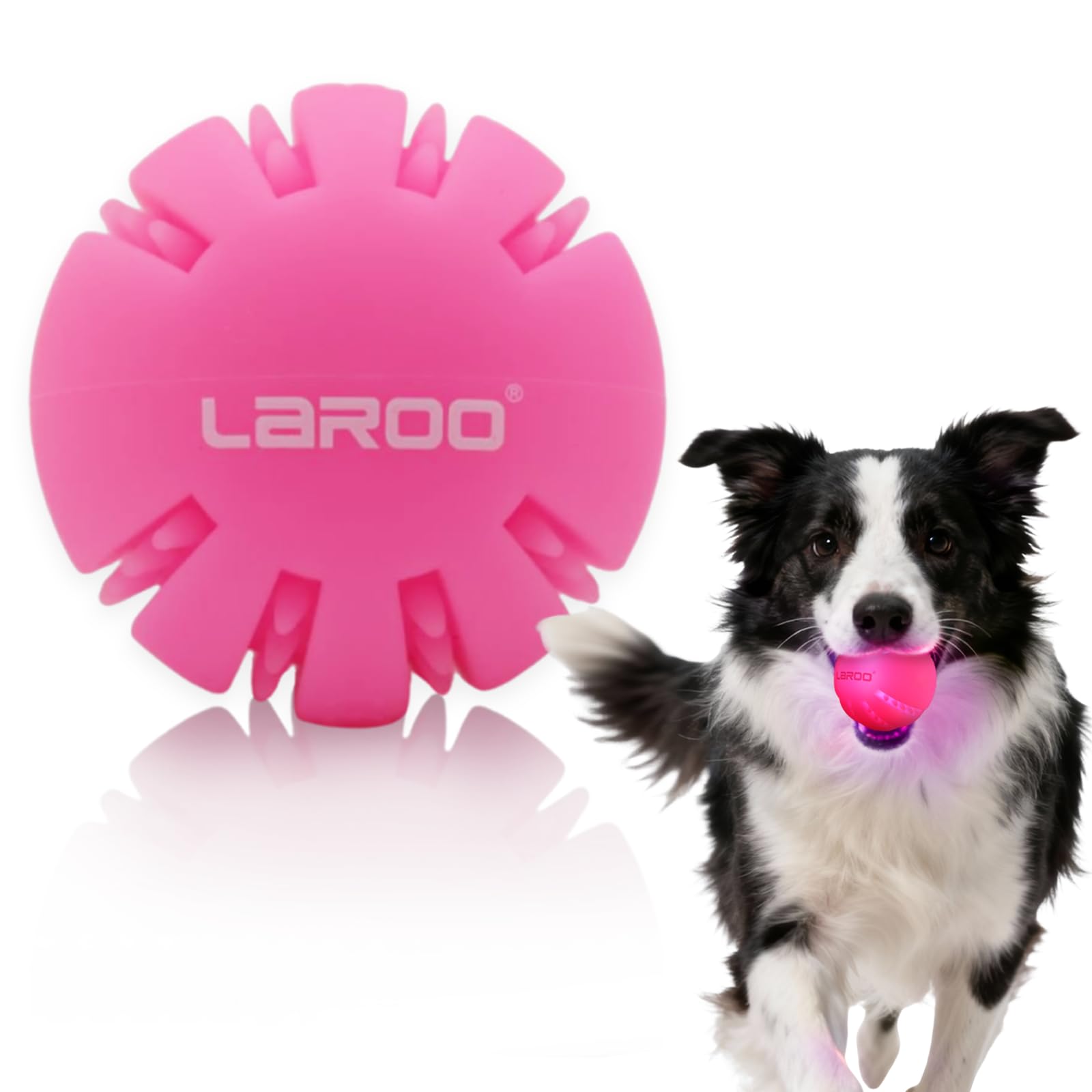 LaRoo LED Dog Balls Teeth Cleaning Puppy Chew Toys Interactive Dog Ball for Pet Training Glowing Ball for