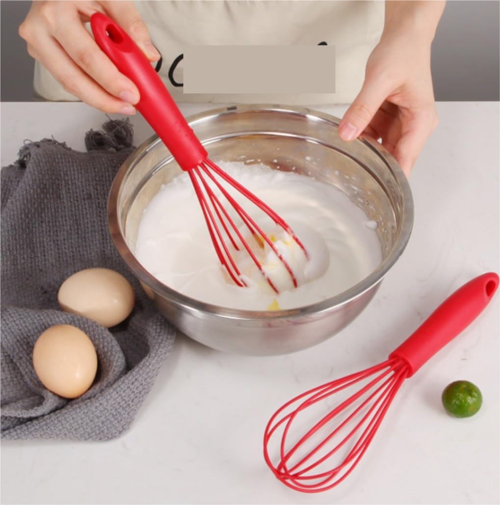 Varillas de Batir para Cocinar Batidor De Huevos Comercial De Silicona For Cocinar Batidor De Huevos De Café Manual Espumador De Leche Huevos, Espumar, Batir(Black,30x8cm)